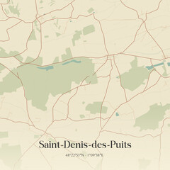 Obraz premium Vintage map of Saint-Denis-des-Puits, France.