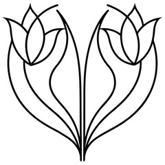 Black and white floral vector illustration, a natural plant design icon