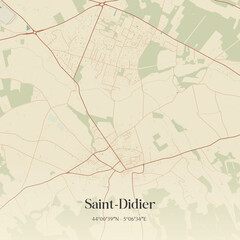 Fototapeta premium Vintage map of Saint-Didier, France.