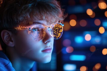 Explore a futuristic workspace where holographic data floats around a creative designer, revolutionizing design processes Witness seamless integration of technology and creativity, enhanced reality