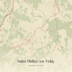 Obraz premium Vintage map of Saint-Didier-en-Velay, France.