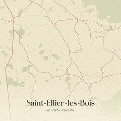 Obraz premium Vintage map of Saint-Ellier-les-Bois, France.