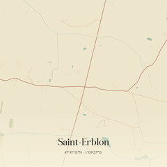 Fototapeta premium Vintage map of Saint-Erblon, France.