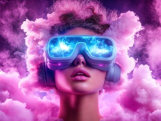 Explore the Metaverse with this Vibrant, Pop-Art-Inspired Portrait with Glitch Effects and Digital Elements Dive into a futuristic world with stunning visuals This image captures the essence of