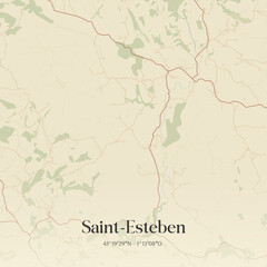Obraz premium Vintage map of Saint-Esteben, France.
