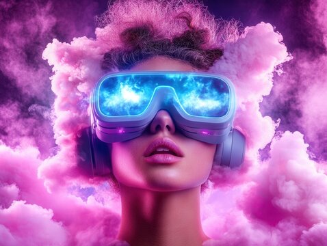 Explore the Metaverse with this Vibrant, Pop-Art-Inspired Portrait with Glitch Effects and Digital Elements Dive into a futuristic world with stunning visuals This image captures the essence of