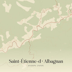Obraz premium Vintage map of Saint-Étienne-d'Albagnan, France.