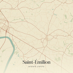 Fototapeta premium Vintage map of Saint-Émilion, France.