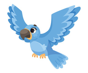 Blue Parrot Bird as Tropical Animal and Wild African Fauna Vector Illustration