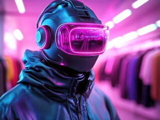 Step into the Future of Retail Explore a neon-lit fashion store where robotic assistants help customers, offering personalized styling advice and seamless shopping experiences Discover the latest