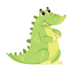 Green Toothy Crocodile as Tropical Animal and Wild African Fauna Vector Illustration