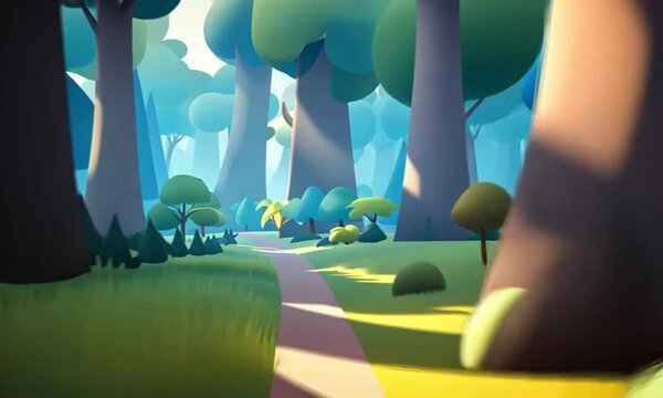 flying through a beautiful forest illustration