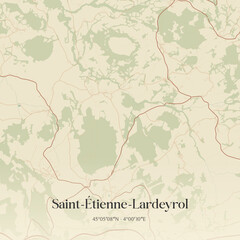 Fototapeta premium Vintage map of Saint-Étienne-Lardeyrol, France.