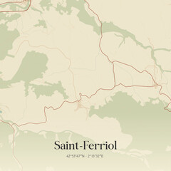 Obraz premium Vintage map of Saint-Ferriol, France.
