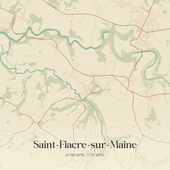 Fototapeta premium Vintage map of Saint-Fiacre-sur-Maine, France.