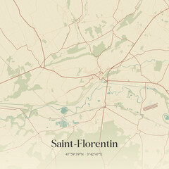 Obraz premium Vintage map of Saint-Florentin, France.
