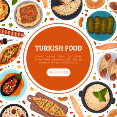 Turkish Food and Dish Banner Design Vector Template