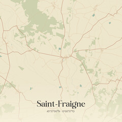 Fototapeta premium Vintage map of Saint-Fraigne, France.