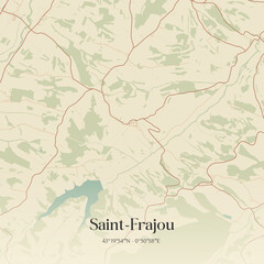 Fototapeta premium Vintage map of Saint-Frajou, France.