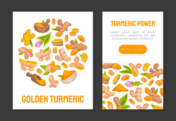 Turmeric Root Nature Spice and Plant Banner Design Vector Template