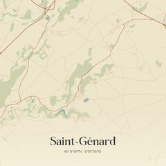 Obraz premium Vintage map of Saint-Génard, France.