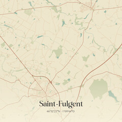 Fototapeta premium Vintage map of Saint-Fulgent, France.