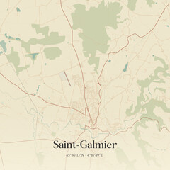 Fototapeta premium Vintage map of Saint-Galmier, France.