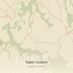 Obraz premium Vintage map of Saint-Genest, France.