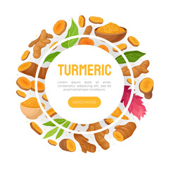 Turmeric Root Nature Spice and Plant Banner Design Vector Template