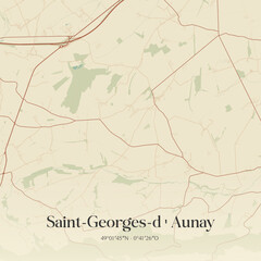 Fototapeta premium Vintage map of Saint-Georges-d'Aunay, France.