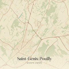 Fototapeta premium Vintage map of Saint-Genis-Pouilly, France.