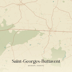 Fototapeta premium Vintage map of Saint-Georges-Buttavent, France.