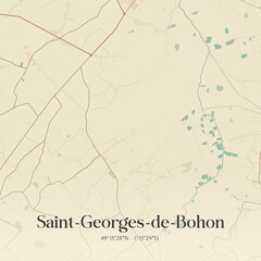 Fototapeta premium Vintage map of Saint-Georges-de-Bohon, France.