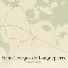 Obraz premium Vintage map of Saint-Georges-de-Longuepierre, France.