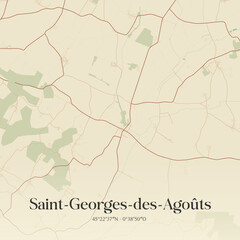 Fototapeta premium Vintage map of Saint-Georges-des-Agoûts, France.