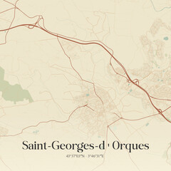 Obraz premium Vintage map of Saint-Georges-d'Orques, France.