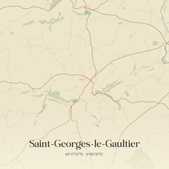 Fototapeta premium Vintage map of Saint-Georges-le-Gaultier, France.