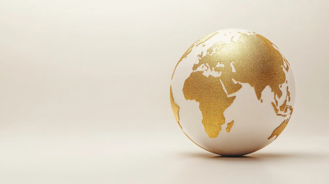 minimalist globe design featuring soft gold and white gradient, symbolizing finance and global connections. elegant look evokes sense of sophistication and modernity