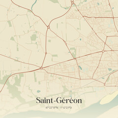 Fototapeta premium Vintage map of Saint-Géréon, France.