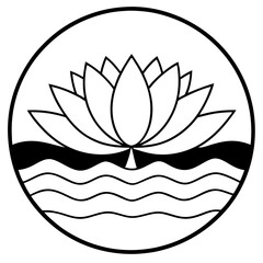 vector illustration of lotus flower  silhouette vector art illustration