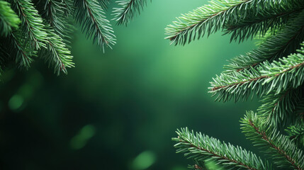 serene background featuring evergreen branches, creating calming atmosphere. lush greenery evokes sense of tranquility and connection to nature