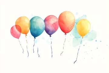 illustrated birthday balloons floating air