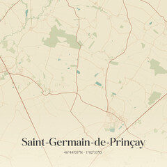 Obraz premium Vintage map of Saint-Germain-de-Prinçay, France.