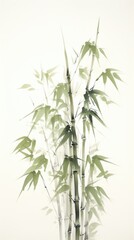 Fototapeta premium Rocky bamboo forest plant drawing nature.