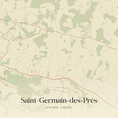 Fototapeta premium Vintage map of Saint-Germain-des-Prés, France.