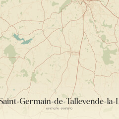 Fototapeta premium Vintage map of Saint-Germain-de-Tallevende-la-L, France.