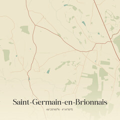Fototapeta premium Vintage map of Saint-Germain-en-Brionnais, France.