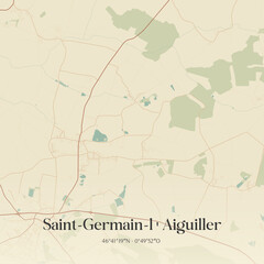 Fototapeta premium Vintage map of Saint-Germain-l'Aiguiller, France.