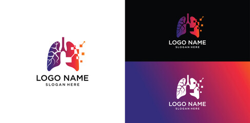Lungs with Colorful logo vector, Health lungs logo designs template