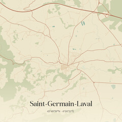 Fototapeta premium Vintage map of Saint-Germain-Laval, France.